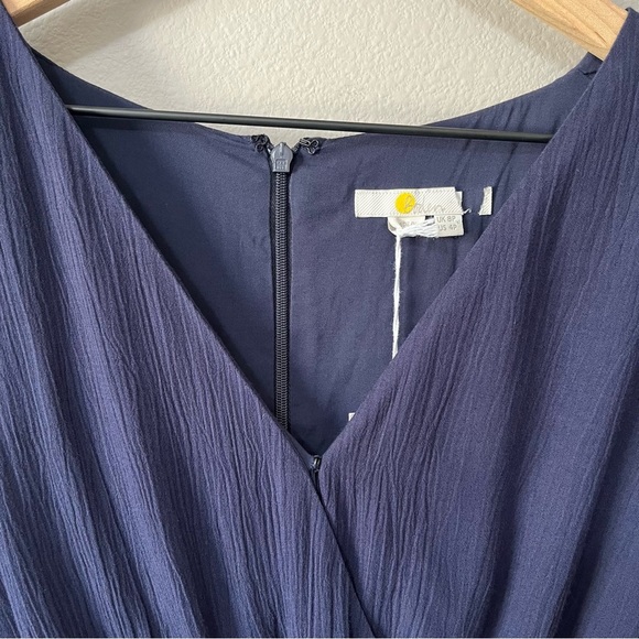 Boden Alice Faux Wrap Front Jumpsuit Short Sleeves Navy Blue Size 4 Petite NEW - Picture 6 of 13